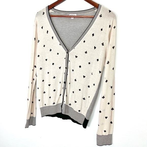 Minnie Rose Deck of Cards Cardigan Sweater Size Medium - Picture 2 of 11